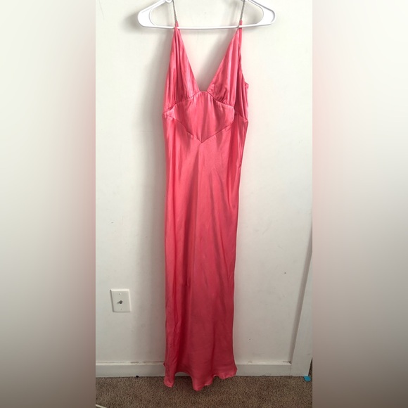 Capri Diamonte Slip Maxi Dress Melon Pink Large FairyCore Coquette Prom Babydoll - Picture 3 of 11